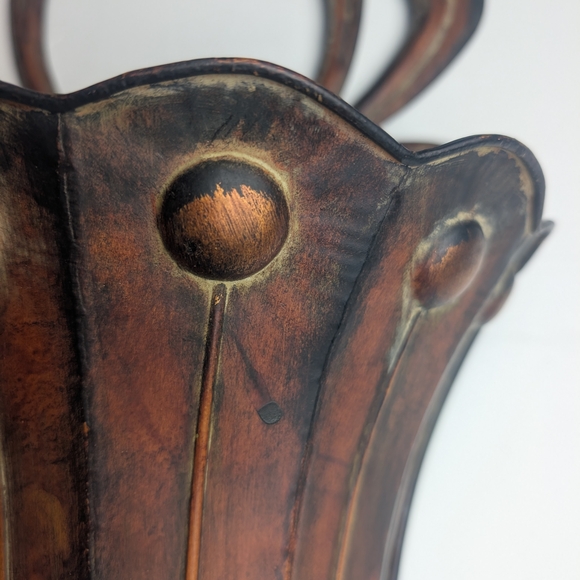 Rustic /Bronze  Decor Metal Large Tall Scalloped Wall Sconce - Picture 7 of 8